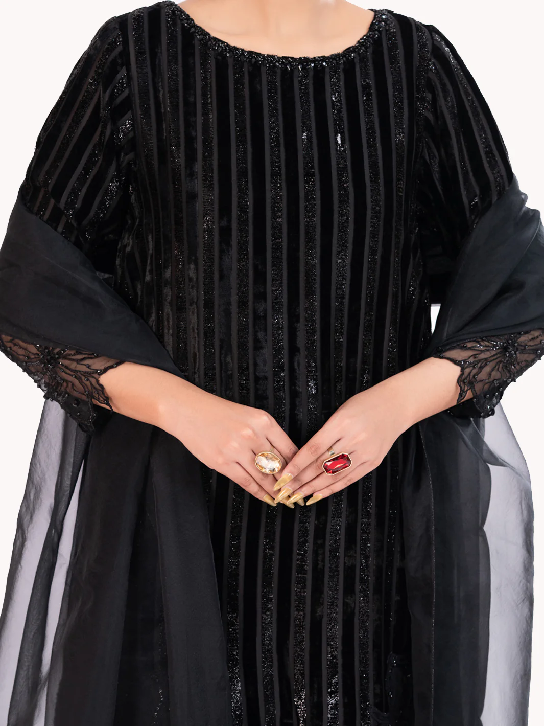 Black Velvet Formal 3Pc Stitched - AL-3PS-LS-562 - Image 7
