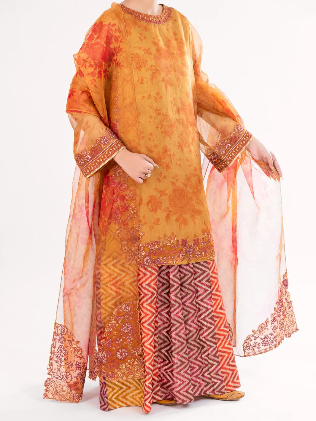 Mustard Mesuri Formal 3Pc Stitched - AL-3PS-LS-571 - Image 4