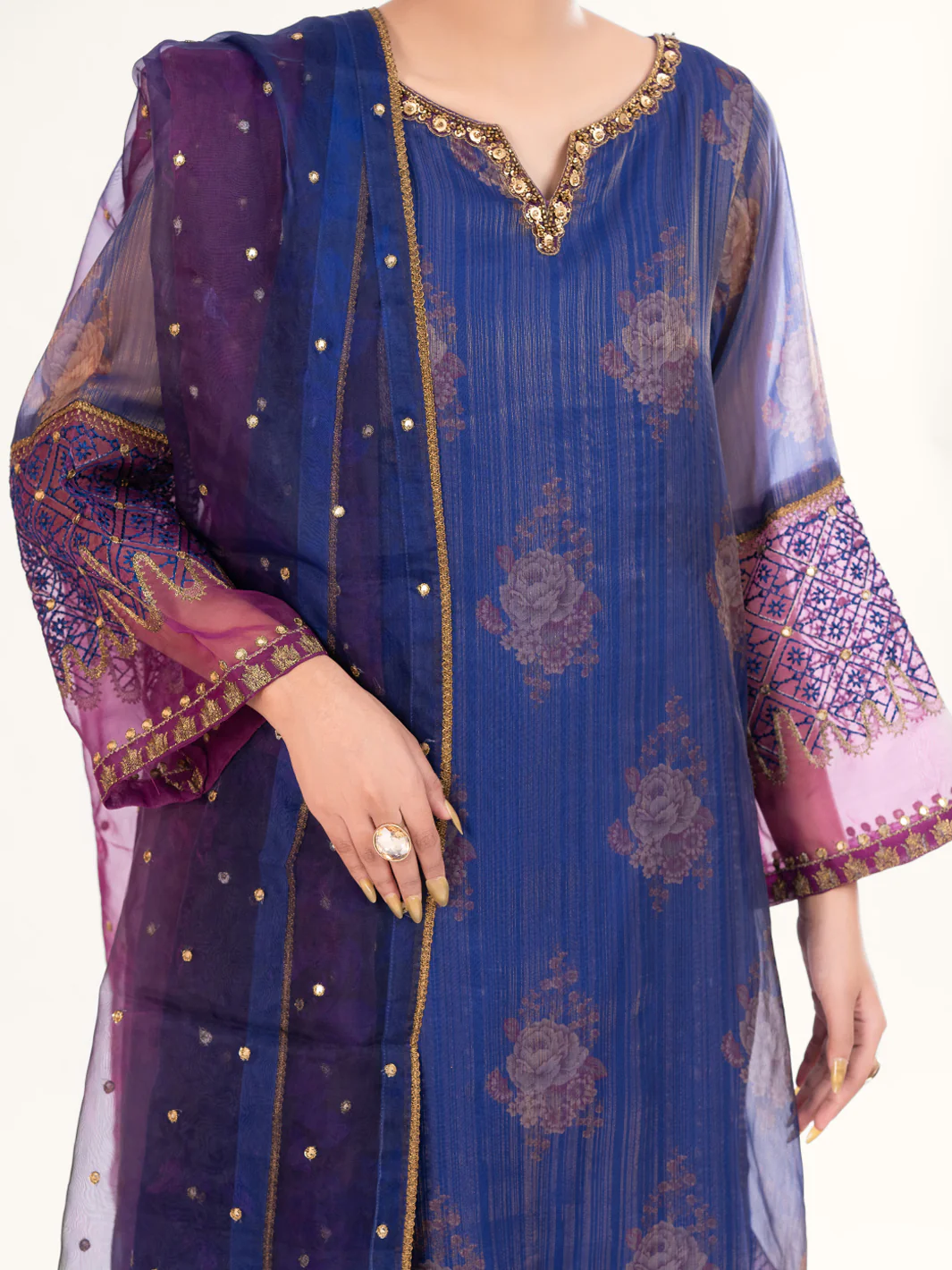 Purple Mesuri Formal 3Pc Stitched - AL-3PS-LS-572 - Image 3
