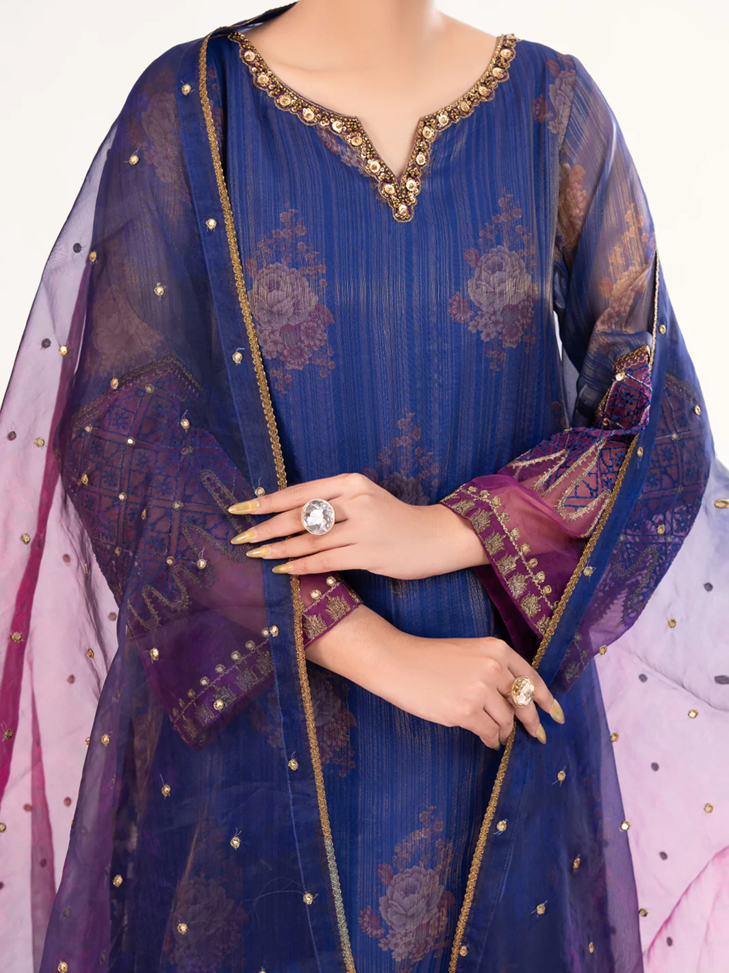 Purple Mesuri Formal 3Pc Stitched - AL-3PS-LS-572 - Image 4
