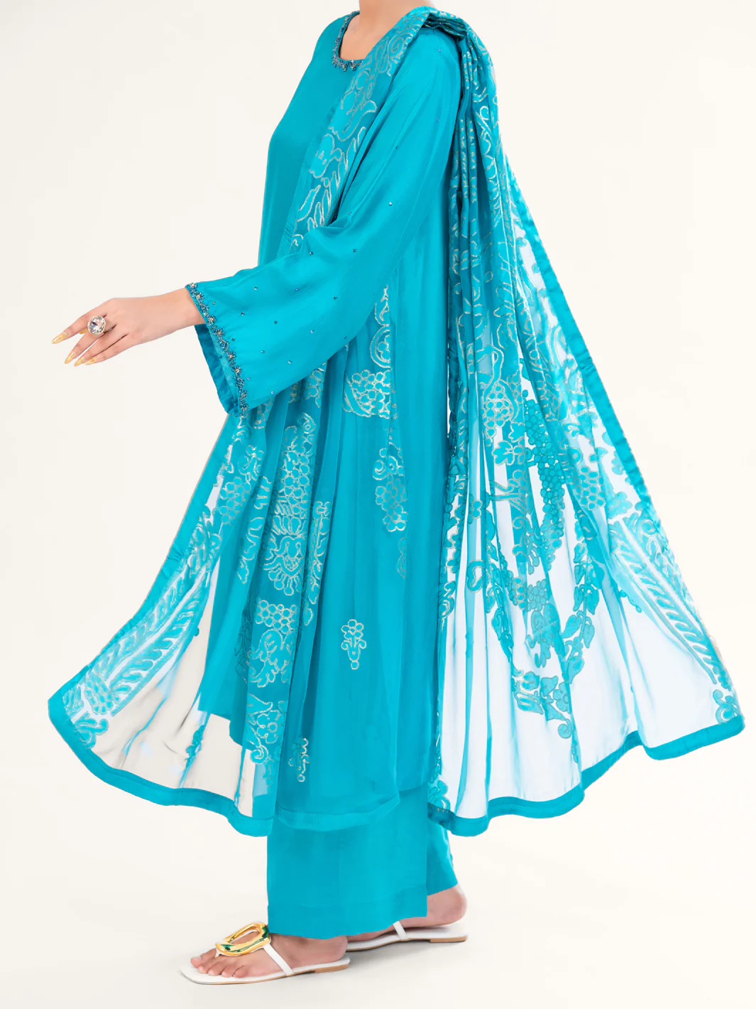Sea Green Sheesha Silk Formal 3Pc Stitched - AL-3PS-LS-579 - Image 4