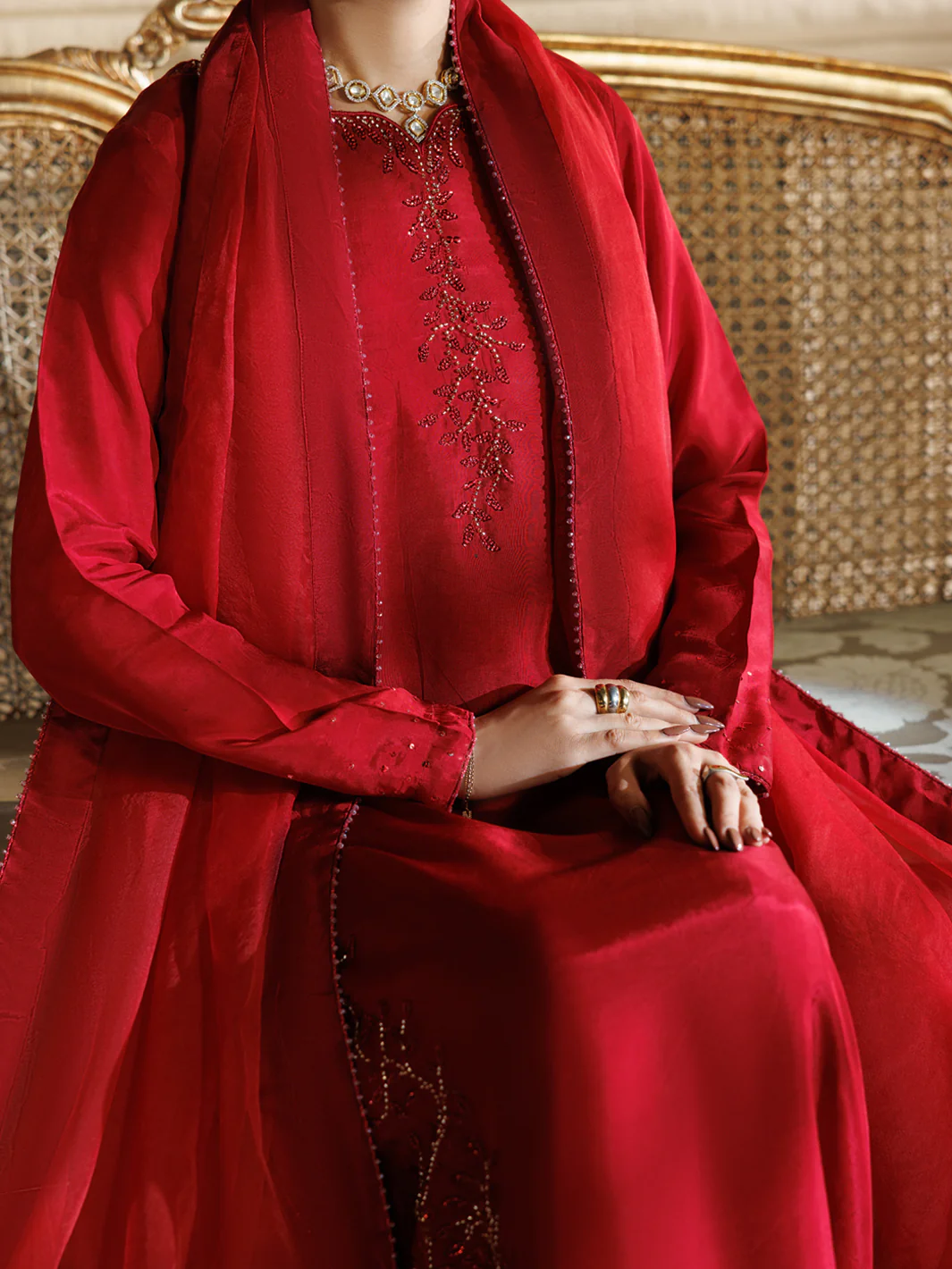 Red Viscose Formal Stitched 3Pc - AL-3PS-LS-589 - Image 6