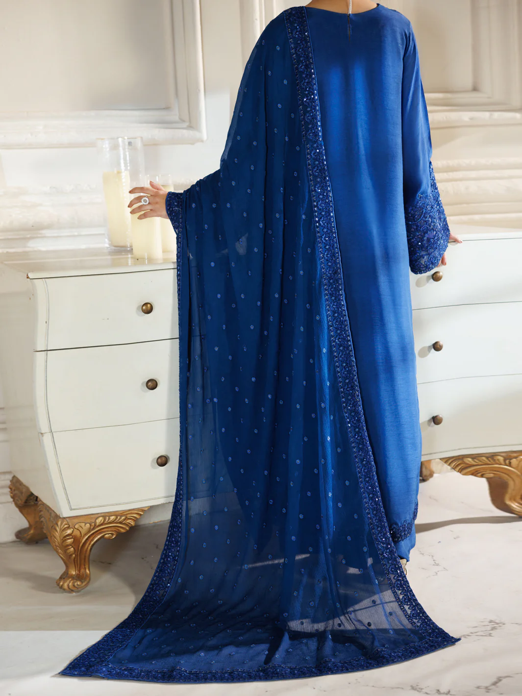 Royal Blue Raw Silk Formal 3Pc Stitched - AL-3PS-LS-597 - Image 3