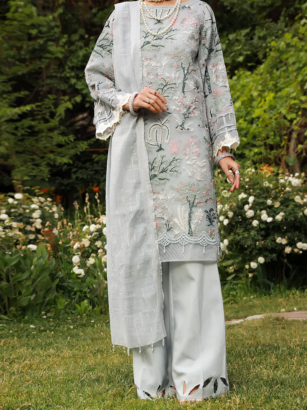 Grey 3 Piece Formal Unstitched - AL-3PS-LS-UN-373