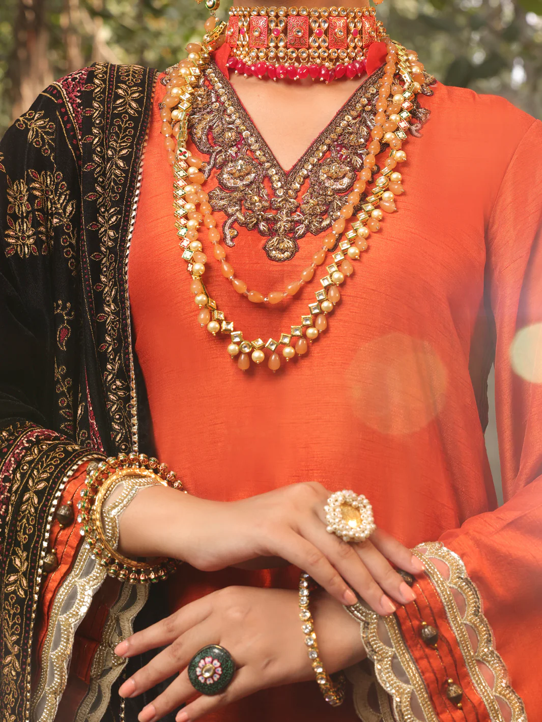 Rust Raw Silk 3 Piece Formal Unstitched - AL-3PS-LS-UN-394 - Image 3