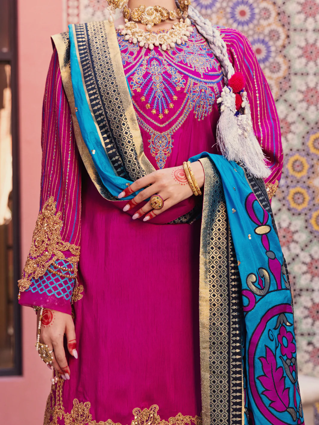 Pink Raw Silk 3 Piece Formal Unstitched - AL-3PS-LS-UN-410 - Image 3