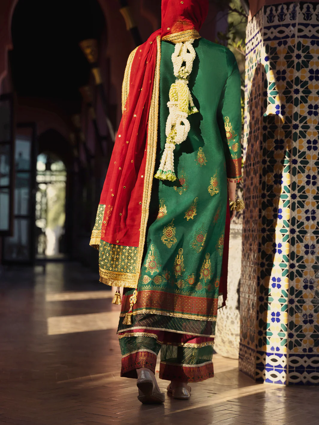 Green Yarn-Dyed Jacquard 3 Piece Formal Unstitched - AL-3PS-LS-UN-415 - Image 2