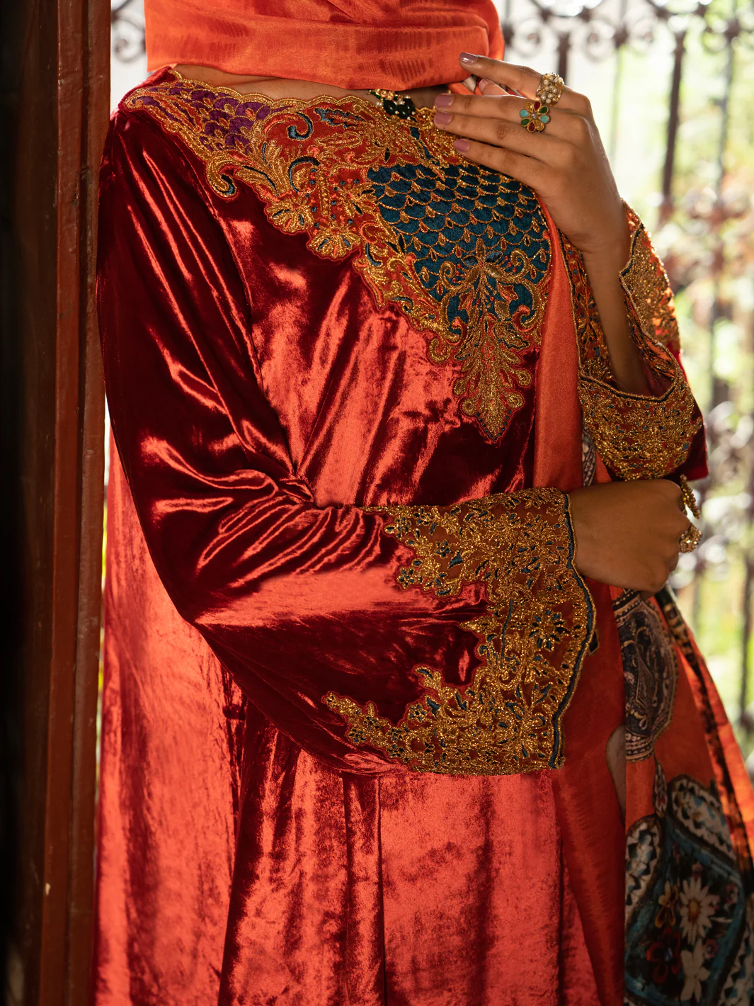 Red Velvet 3 Piece Formal Unstitched - AL-3PS-LS-UN-442B - Image 5