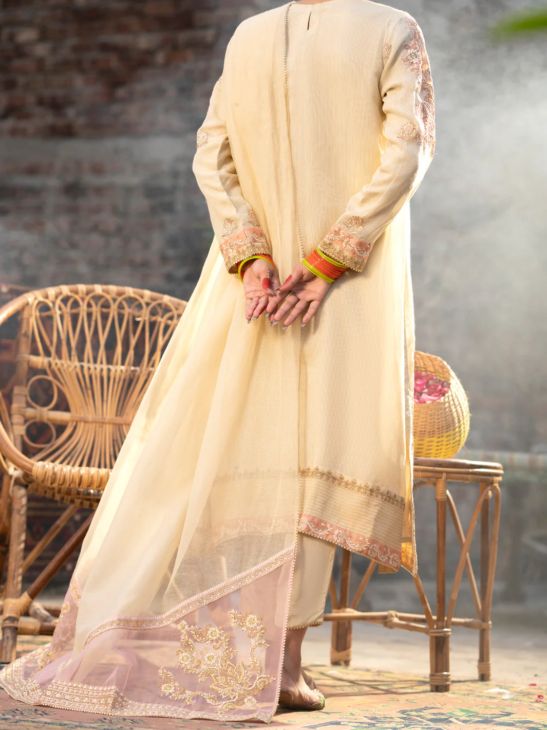Cream Khaddi Stripe 3 Piece Formal Unstitched - AL-3PS-LS-UN-448 - Image 2