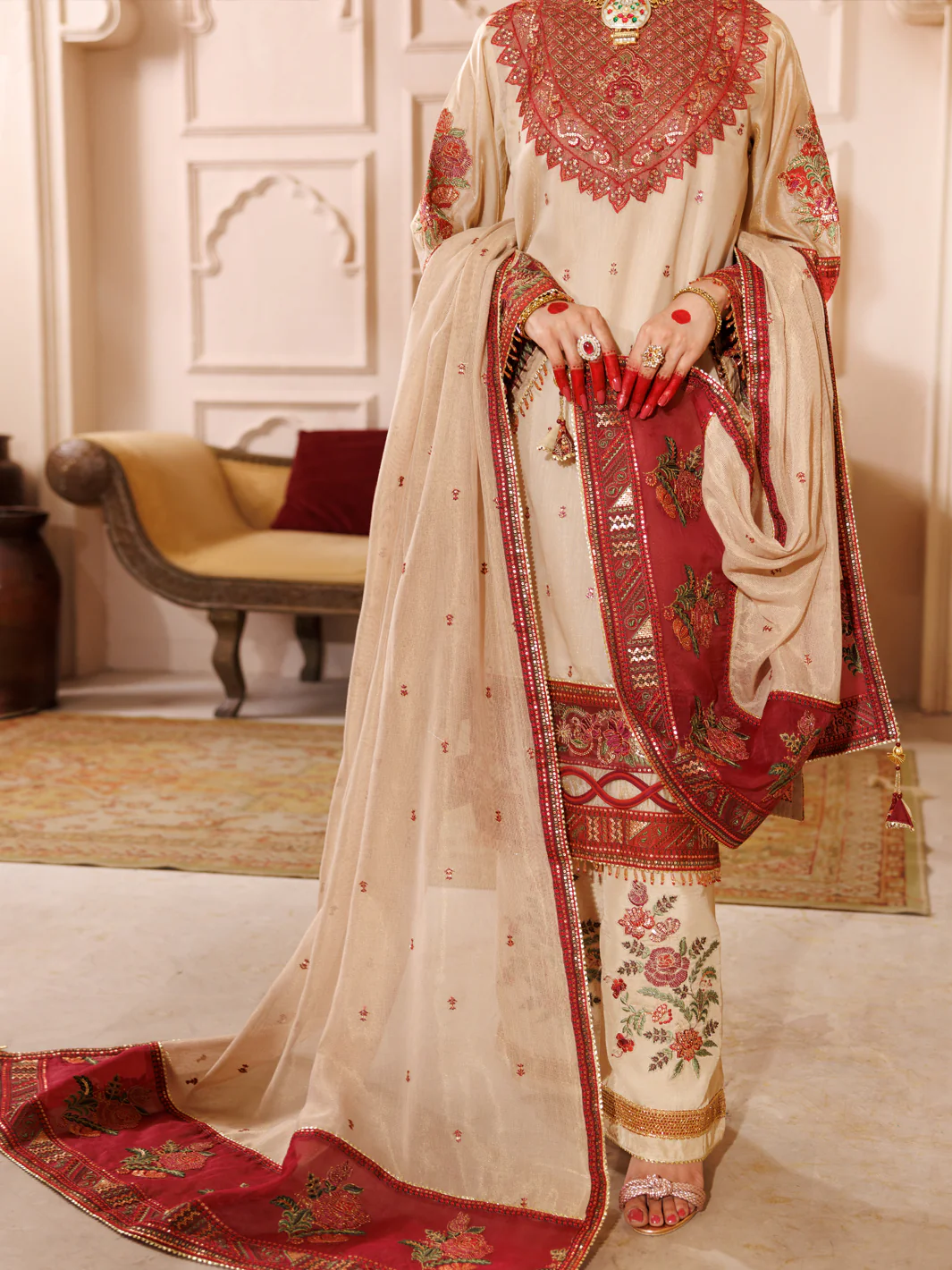 Beige Mesuri 3Pc Formal Unstitched - AL-3PS-LS-UN-452 - Image 2
