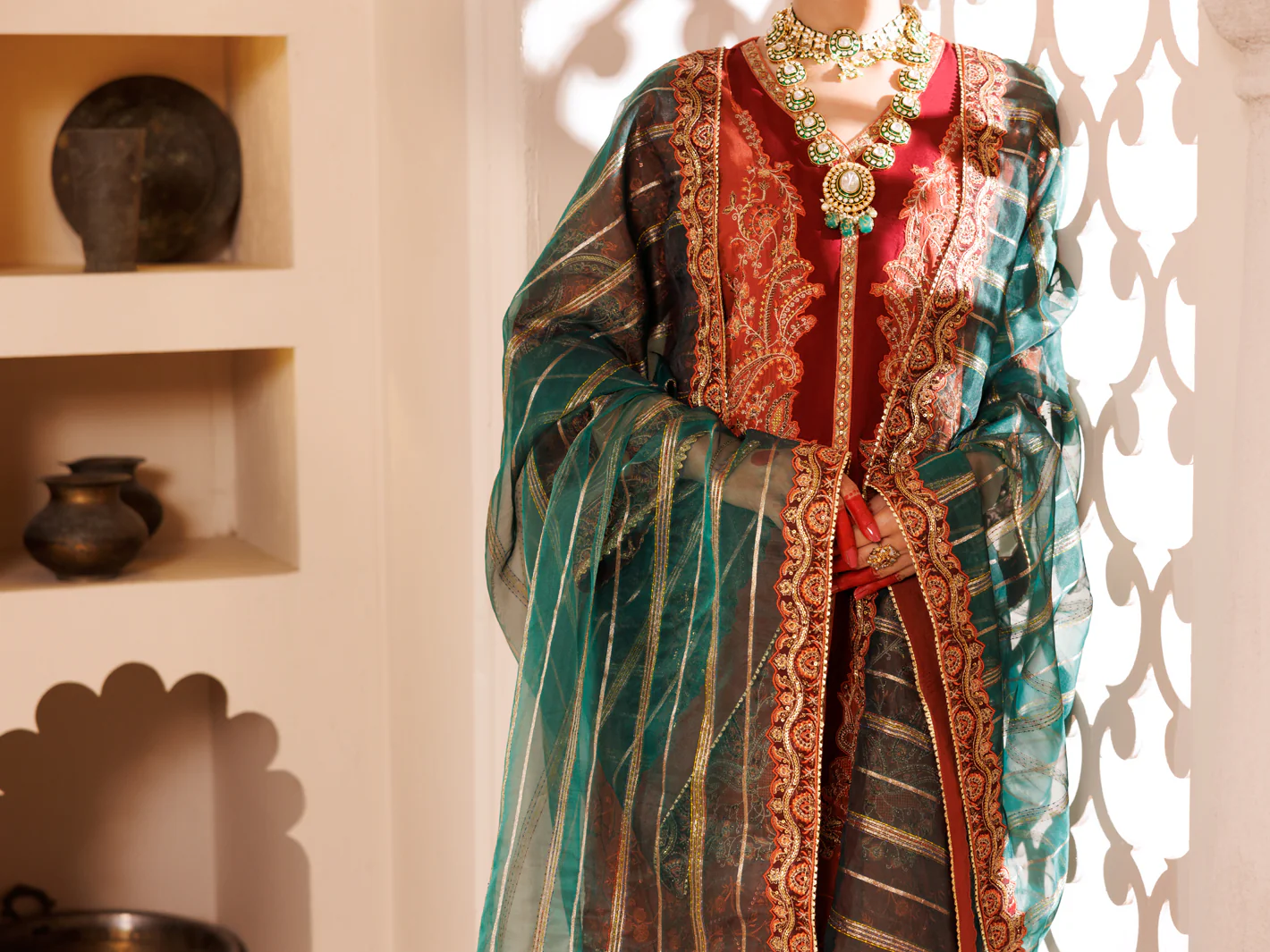 Rust Raw Silk 3Pc Formal Unstitched - AL-3PS-LS-UN-453 - Image 3