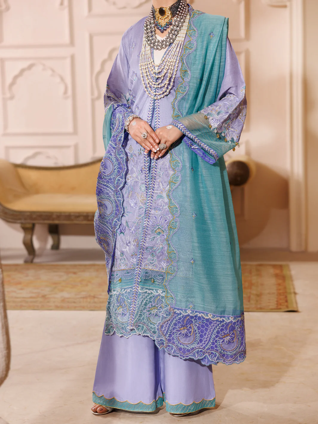 Light Purple Raw Silk 3Pc Formal Unstitched - AL-3PS-LS-UN-454