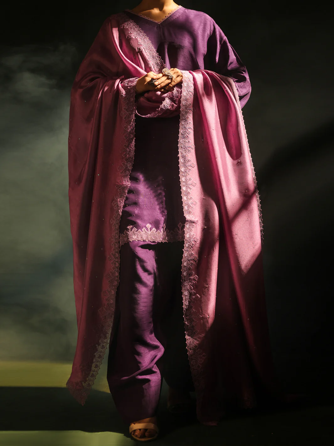 Purple Raw Silk Formal 3Pc Stitched - AL-3PS-SS-LS-581 - Image 3