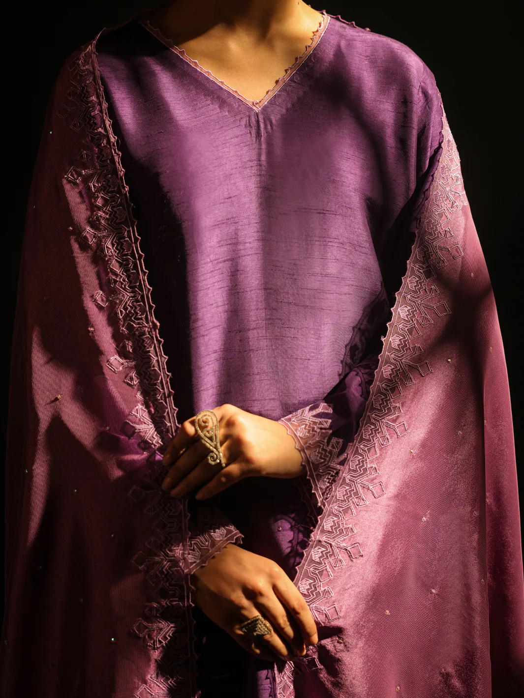 Purple Raw Silk Formal 3Pc Stitched - AL-3PS-SS-LS-581 - Image 4