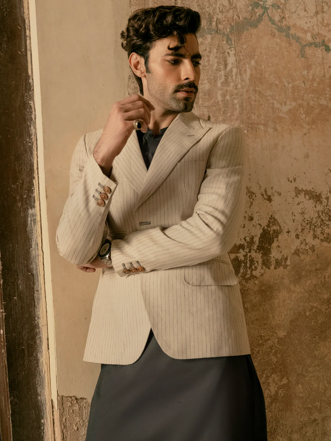 Beige Linen Blazer - AL-BLR-004 - Image 3
