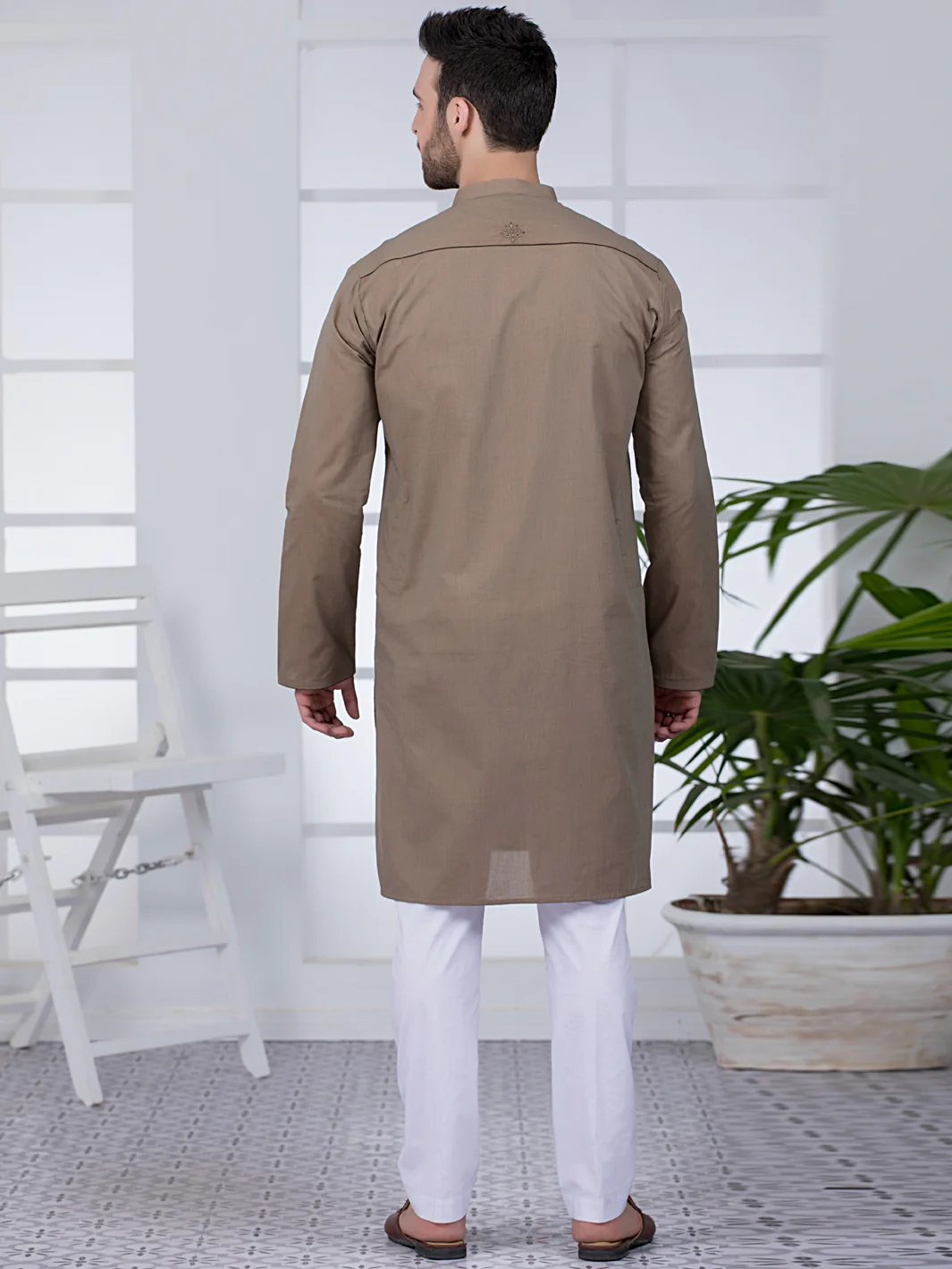 Brown Cotton Kurta - AL-K-1011 - Image 3