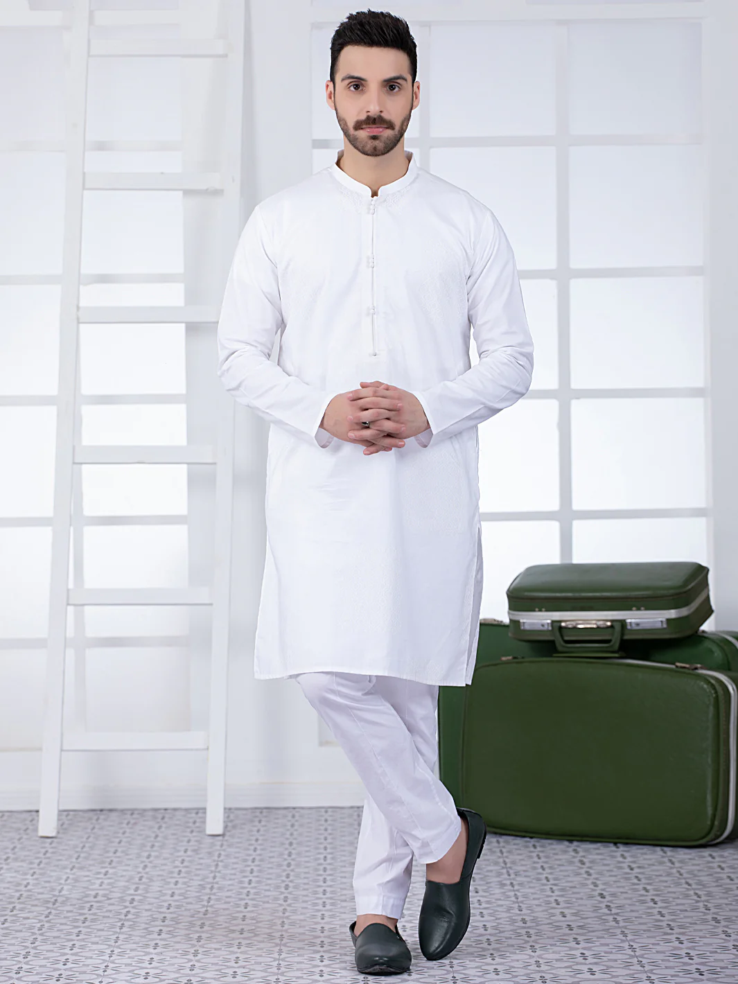 White Cotton Kurta - AL-K-1018