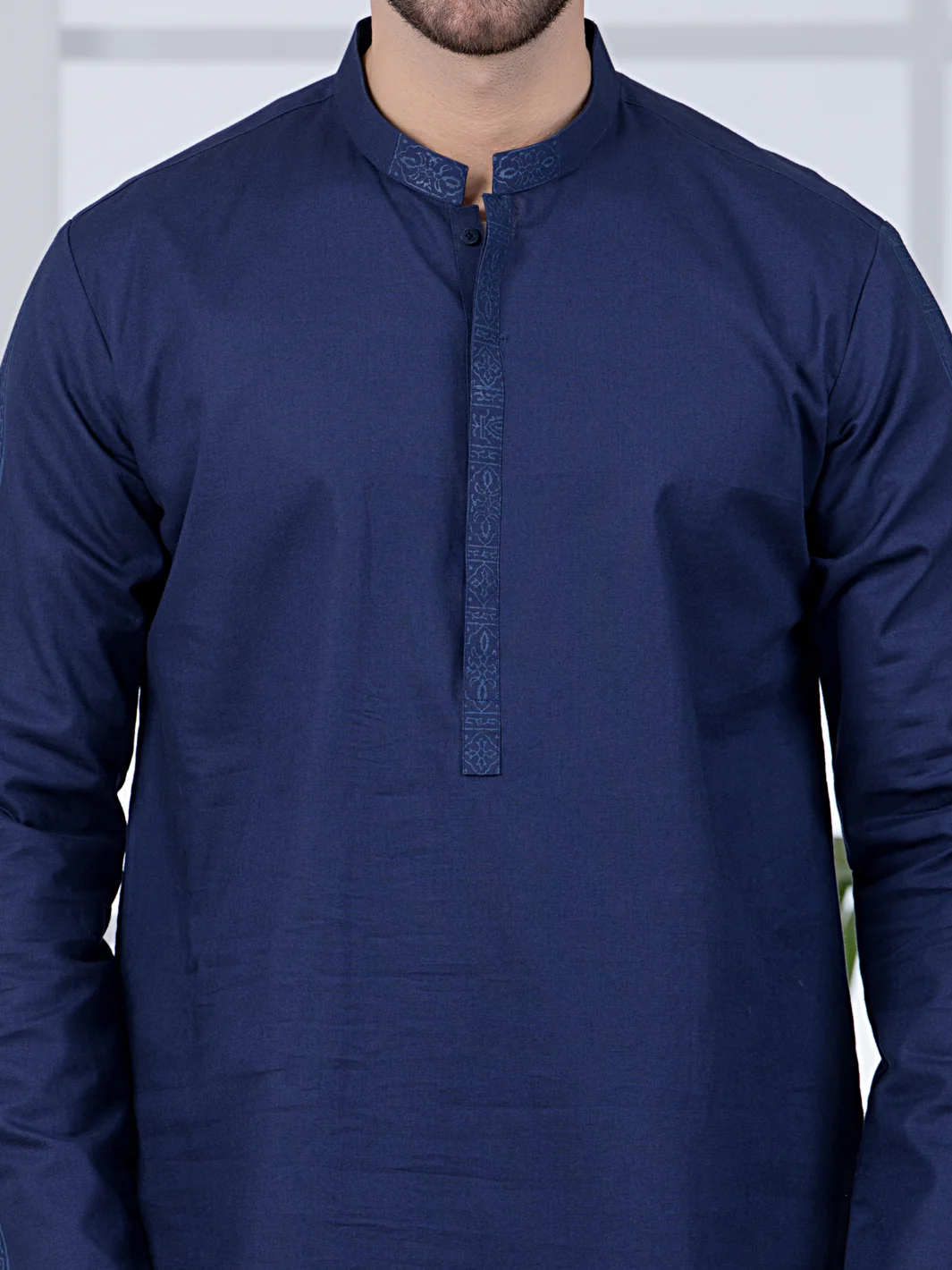 Dark Blue Cotton Kurta - AL-K-1020 - Image 2