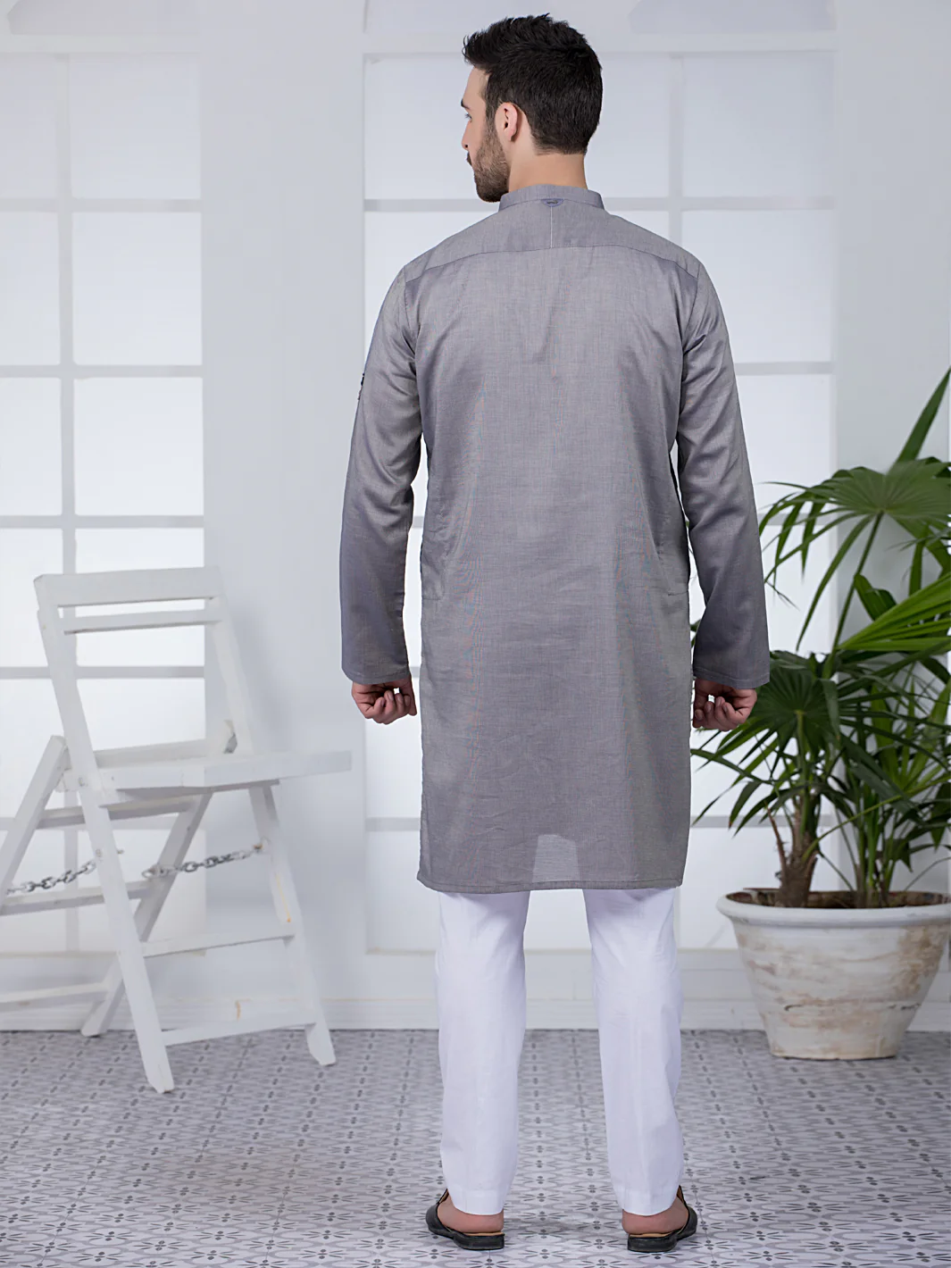 Grey Kurta - AL-K-1028 - Image 3