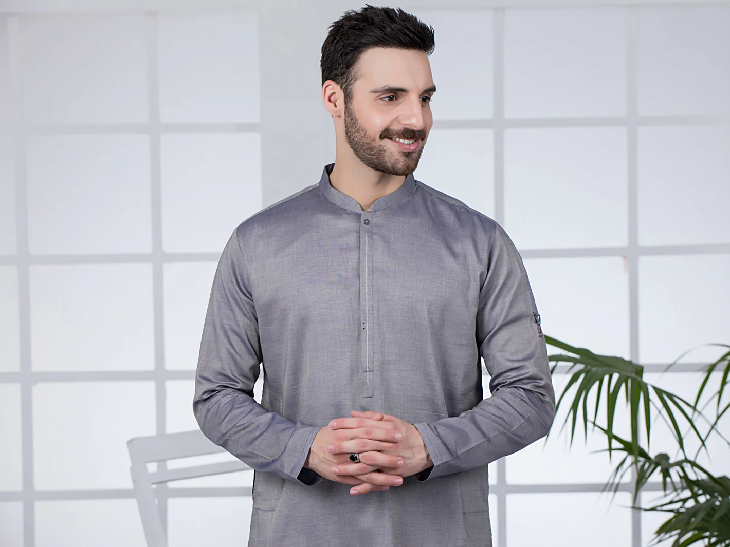 Grey Kurta - AL-K-1028 - Image 4