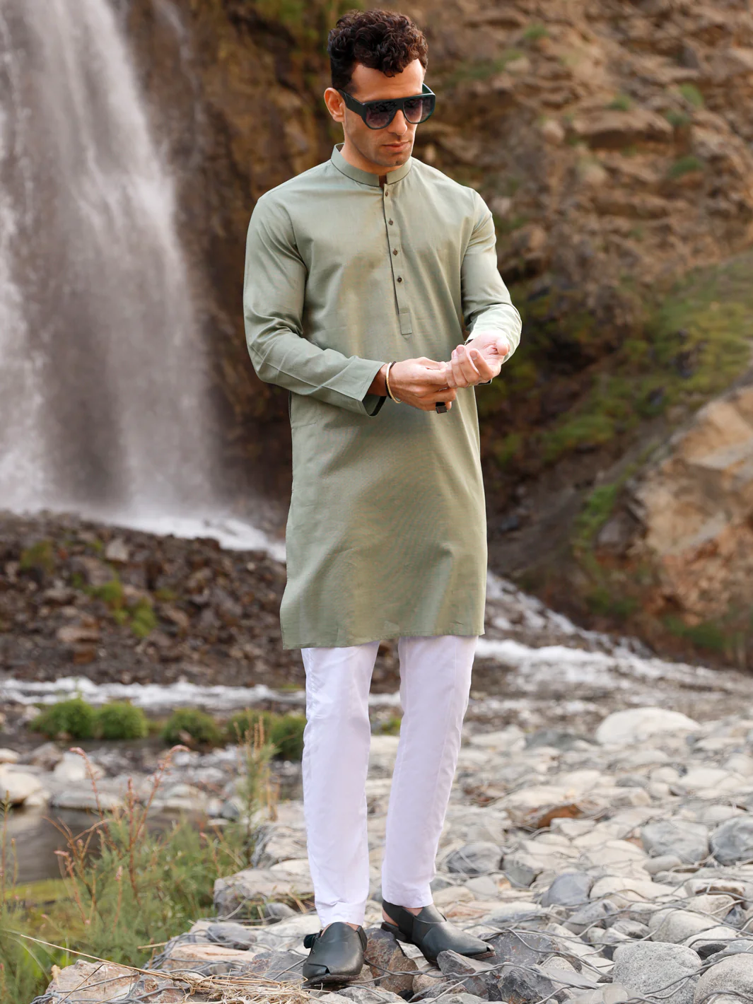 Green Kurta - AL-K-1029 - Image 3