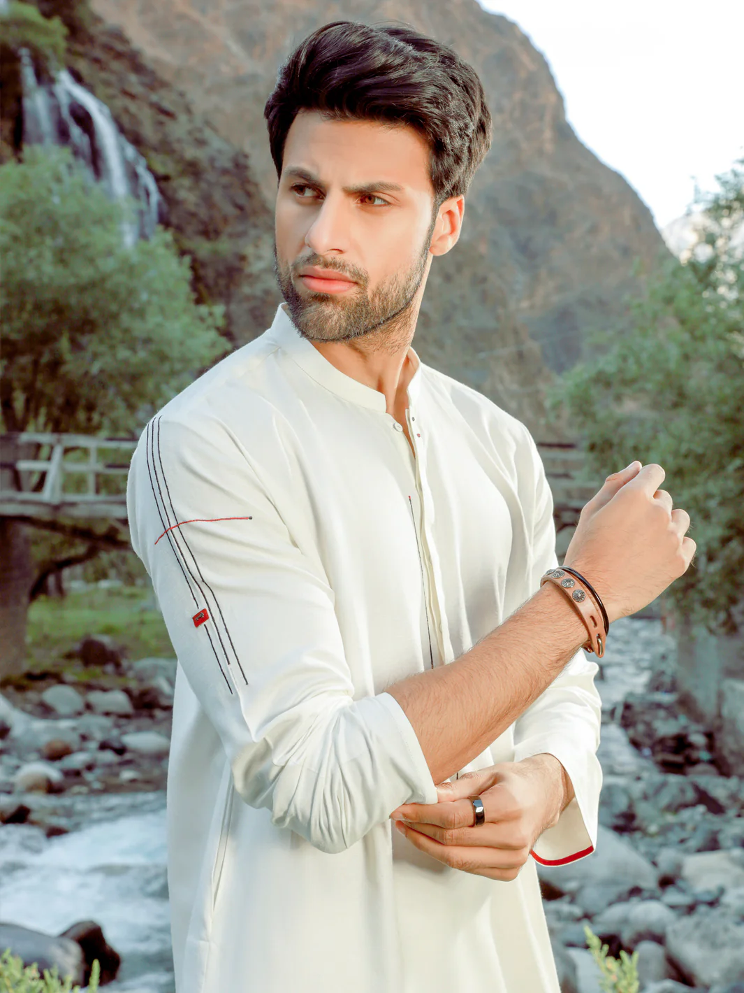 Off White Blended Kurta - AL-K-1030 - Image 3