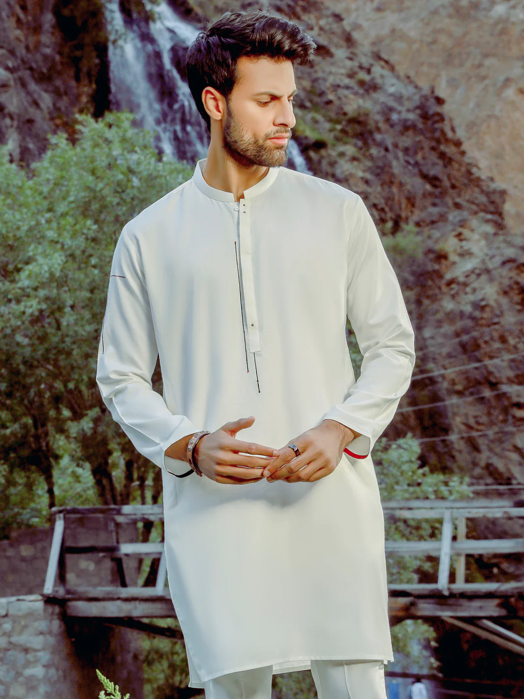 Off White Blended Kurta - AL-K-1030 - Image 5
