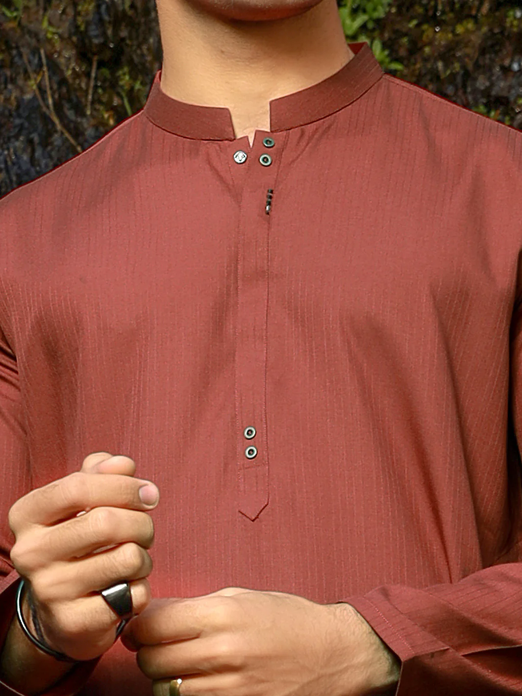 Red Blended Kurta - AL-K-1038 - Image 2