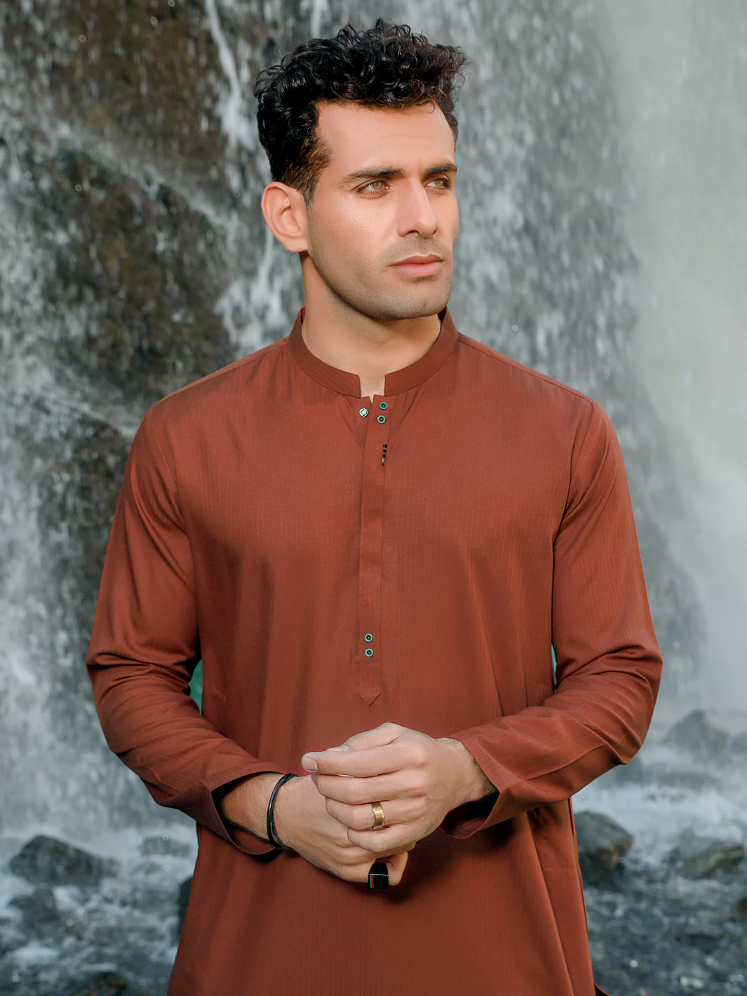 Red Blended Kurta - AL-K-1038 - Image 3