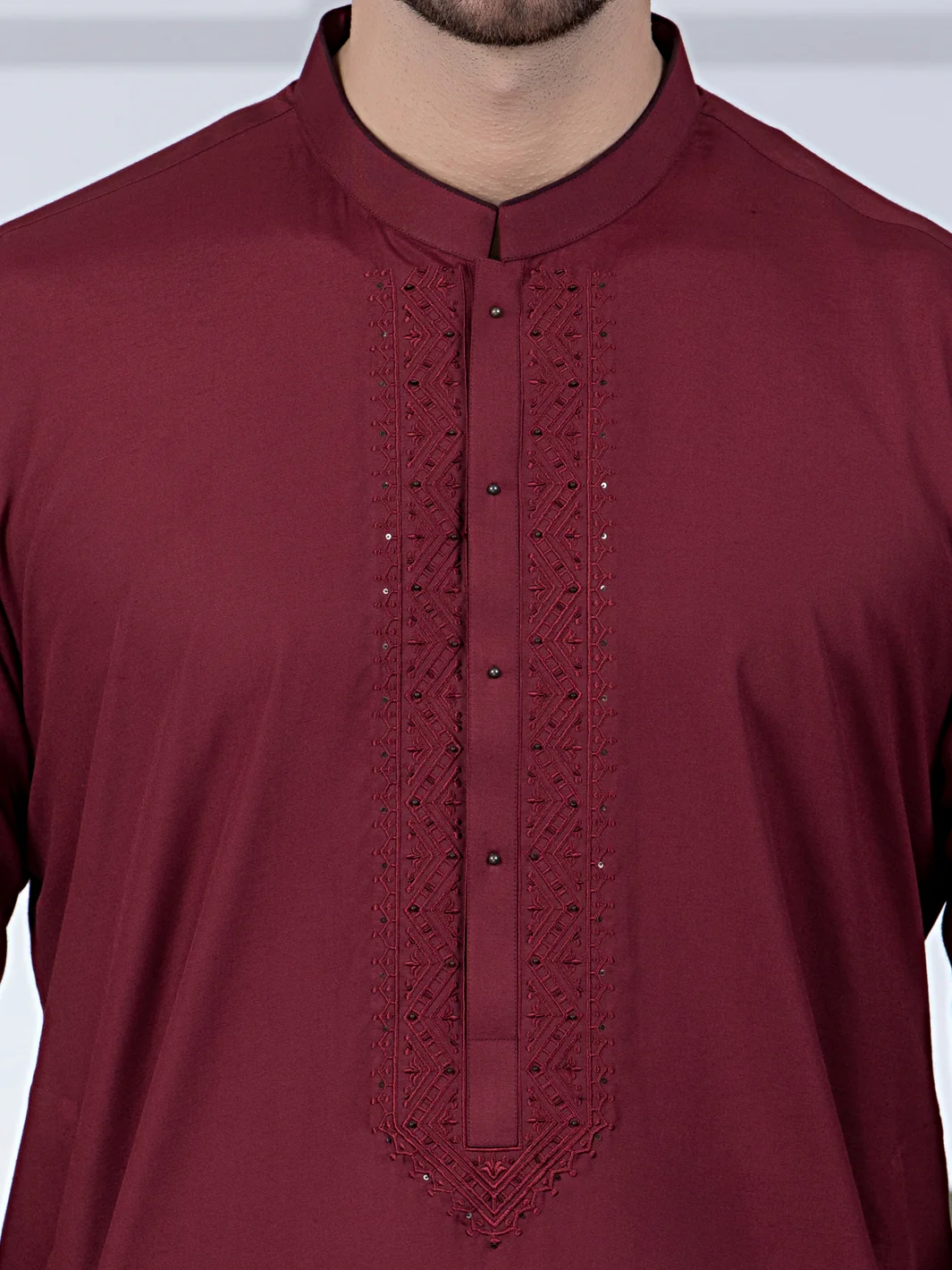 Maroon Blended Kurta - AL-K-1044 - Image 4