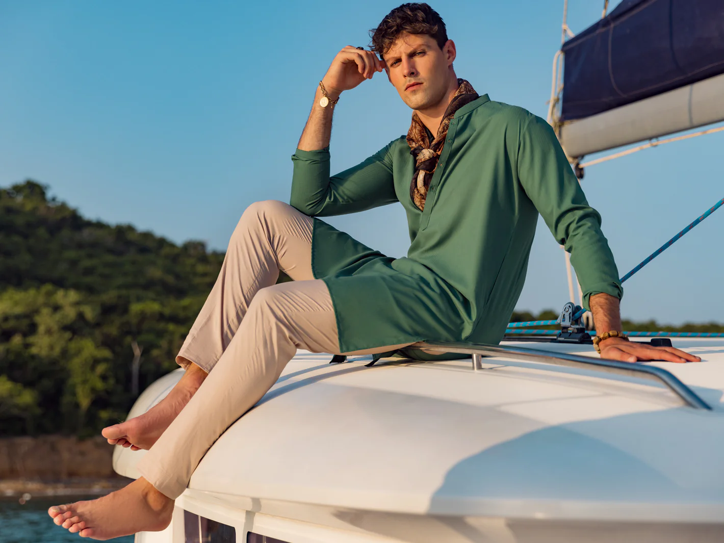 Green Kurta - AL-K-1047 - Image 3