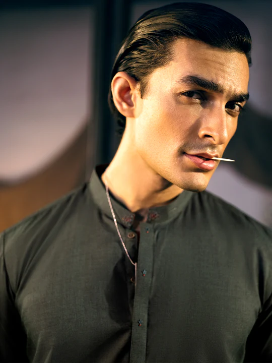 Green Blended Kurta - AL-K-1048 - Image 6