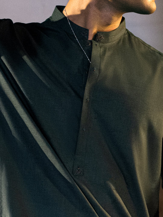 Green Blended Kurta - AL-K-1048 - Image 7