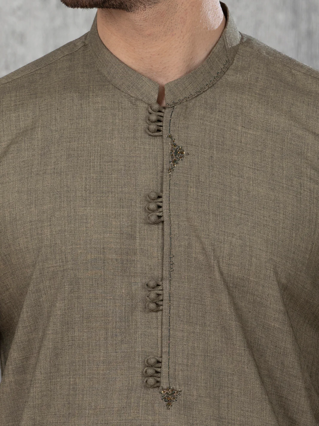Mehndi Green Blended Kurta - AL-K-1050 - Image 3