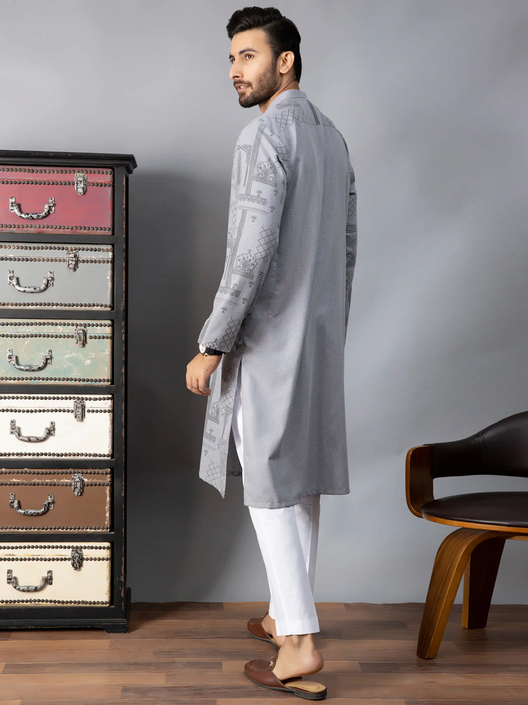 Light Grey Kurta - AL-K-1081 - Image 3