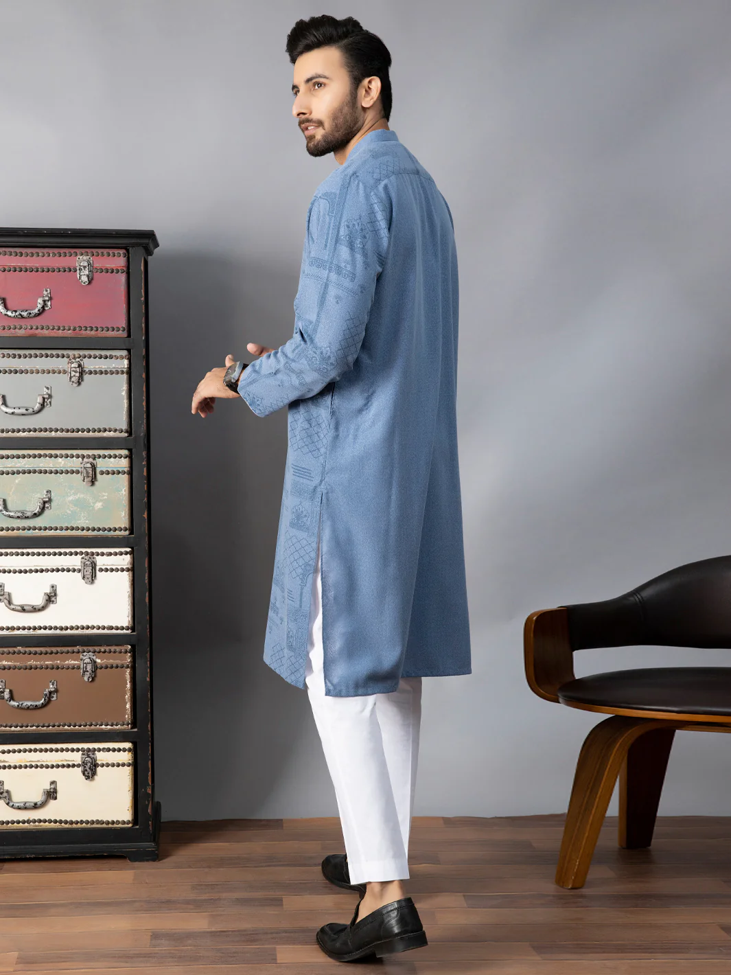 Blue Kurta - AL-K-1082 - Image 3