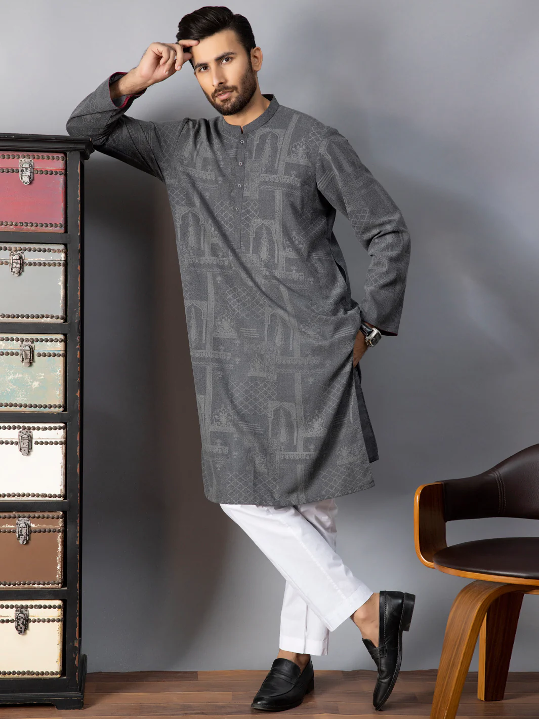 Dark Grey Kurta - AL-K-1083