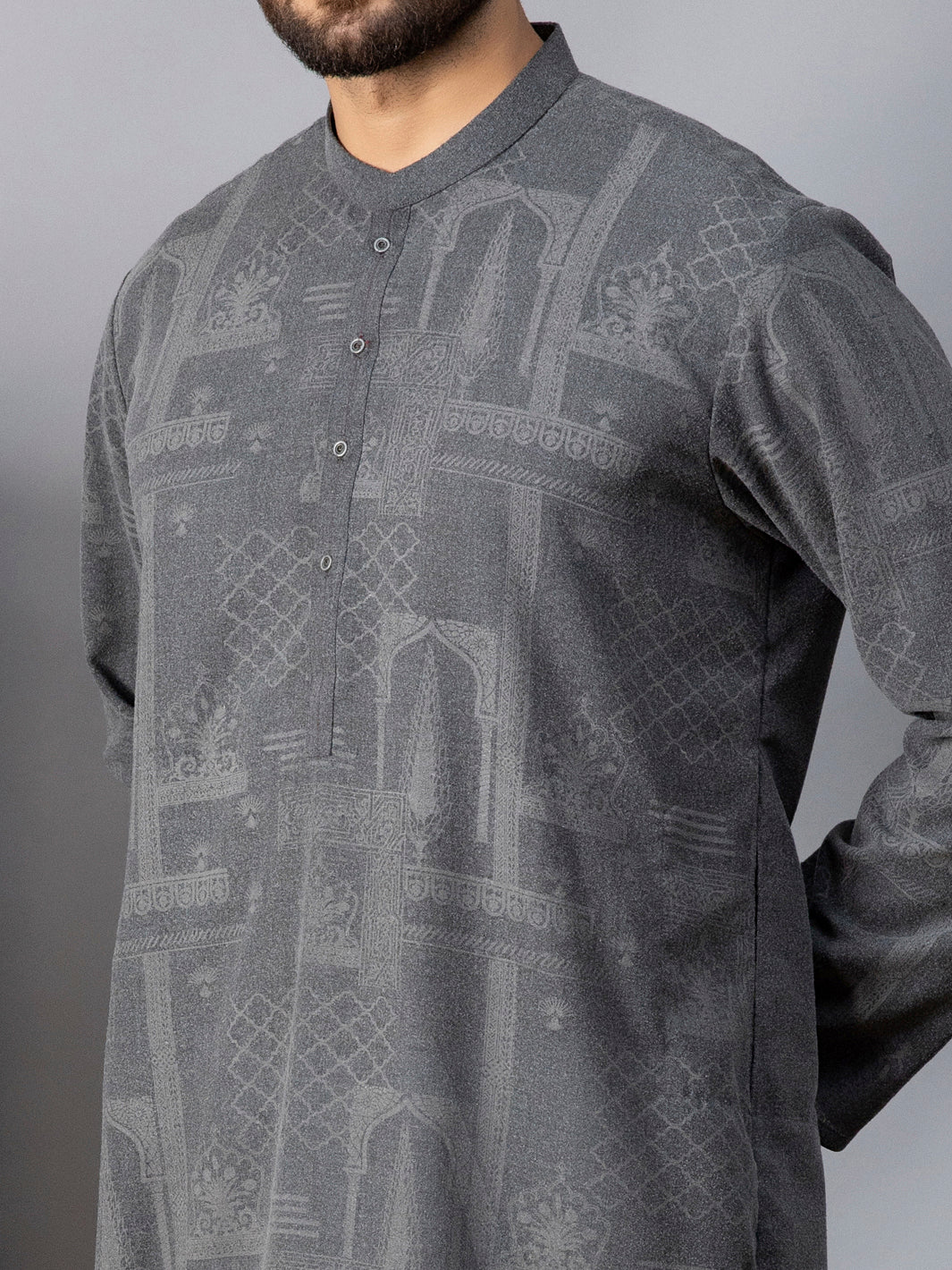 Dark Grey Kurta - AL-K-1083 - Image 2