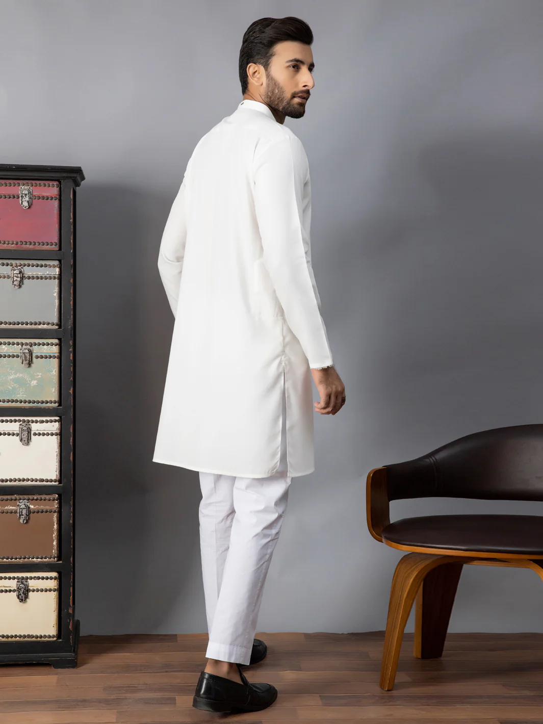 White Kurta - AL-K-1085A - Image 3