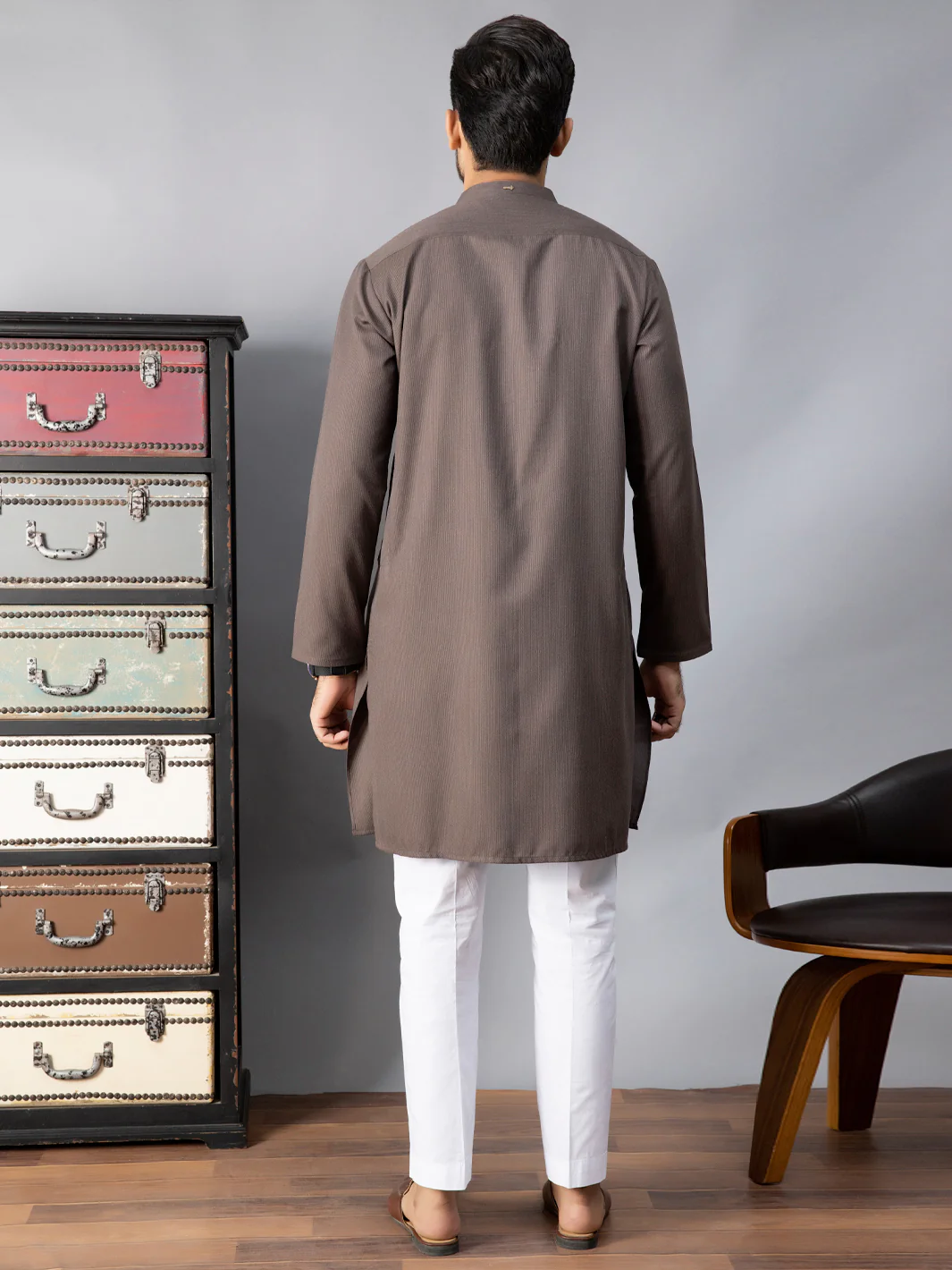 Brown Blended Kurta - AL-K-1086C - Image 2
