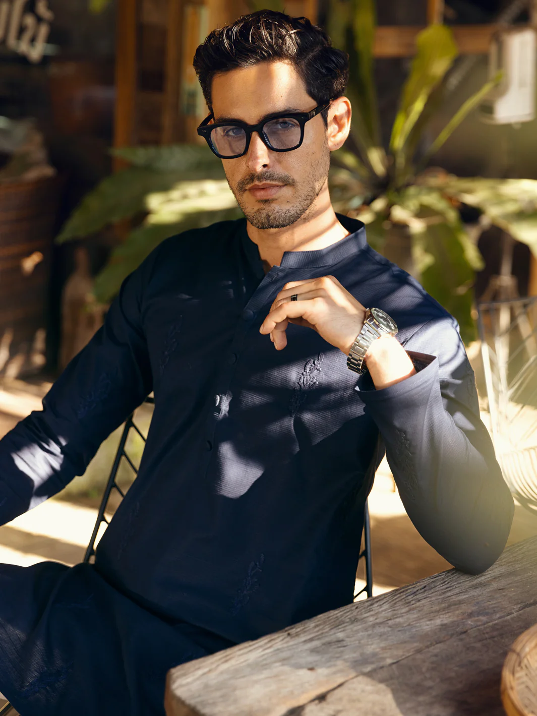 Navy Blue Kurta - AL-K-1103A - Image 3