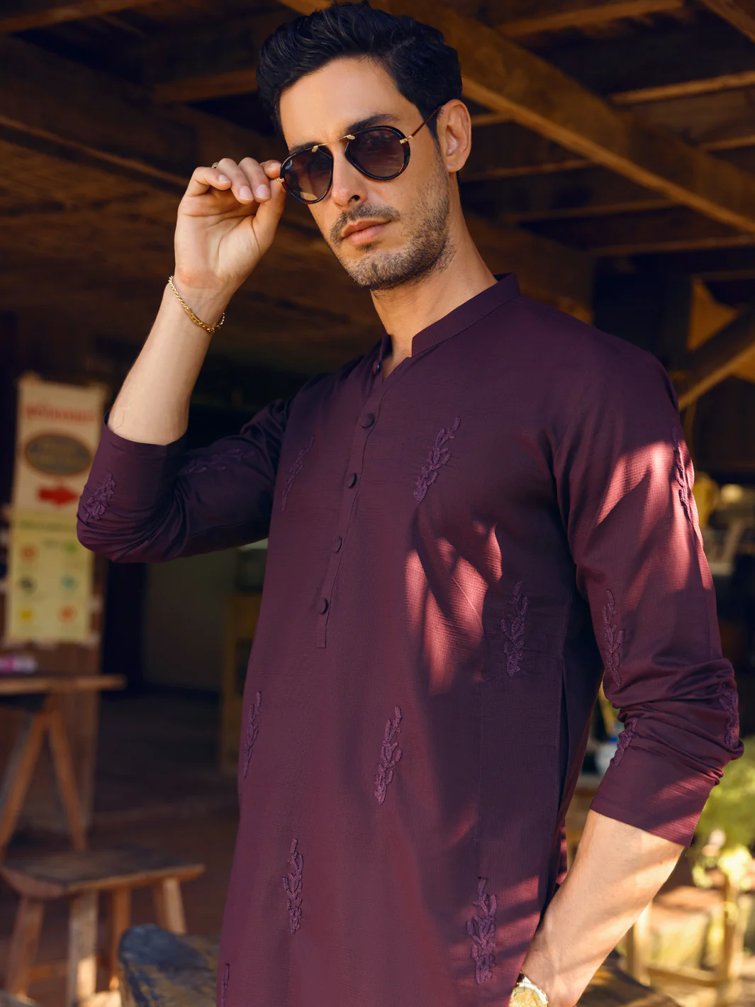 Maroon Kurta - AL-K-1103D - Image 3
