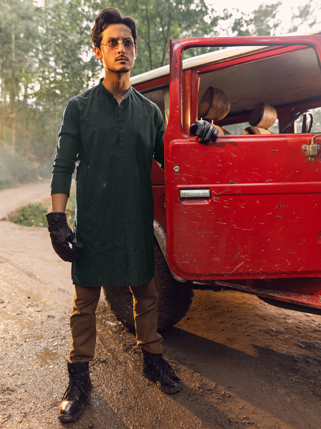 Green Blended Kurta - AL-K-1112C