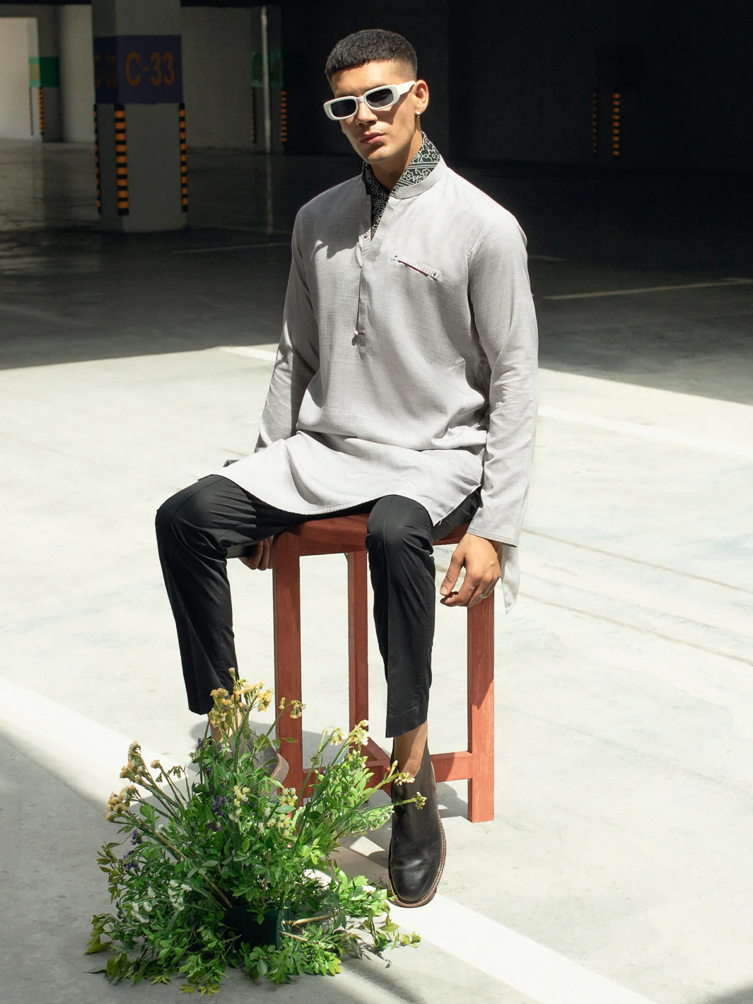 Light Grey Kurta - AL-K-1113C - Image 3