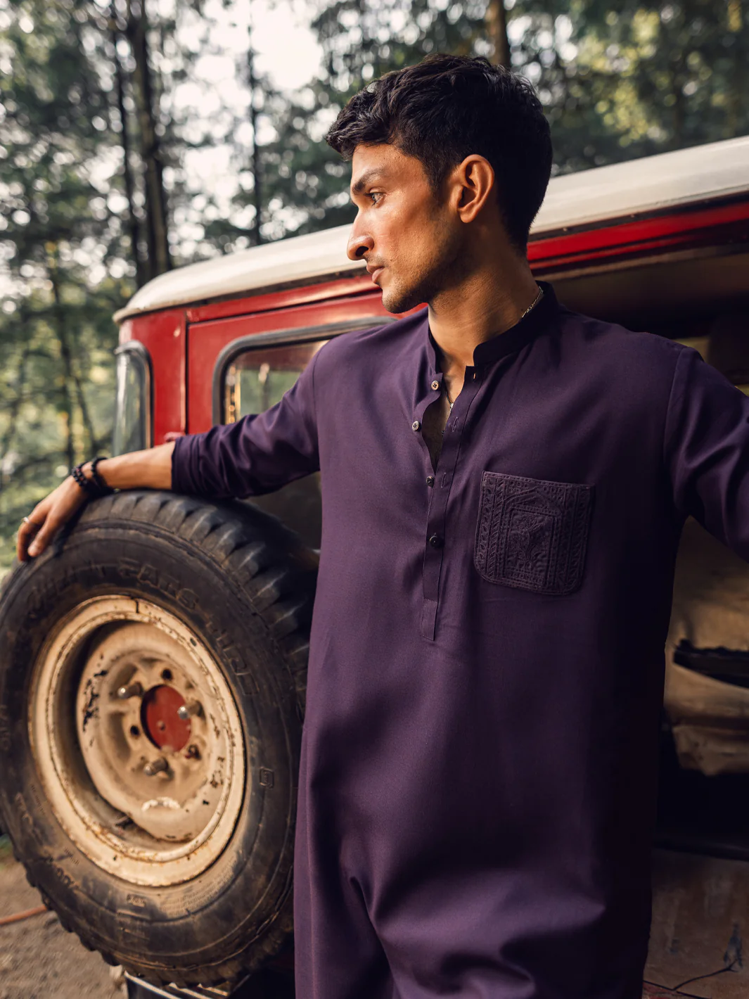 Dark Purple Kurta - AL-K-1114D - Image 4