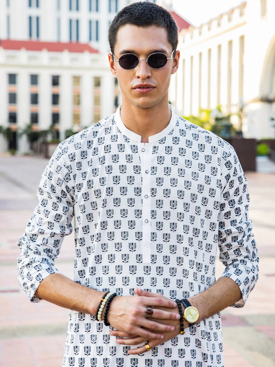 White Cotton Kurta - AL-K-1133B - Image 3