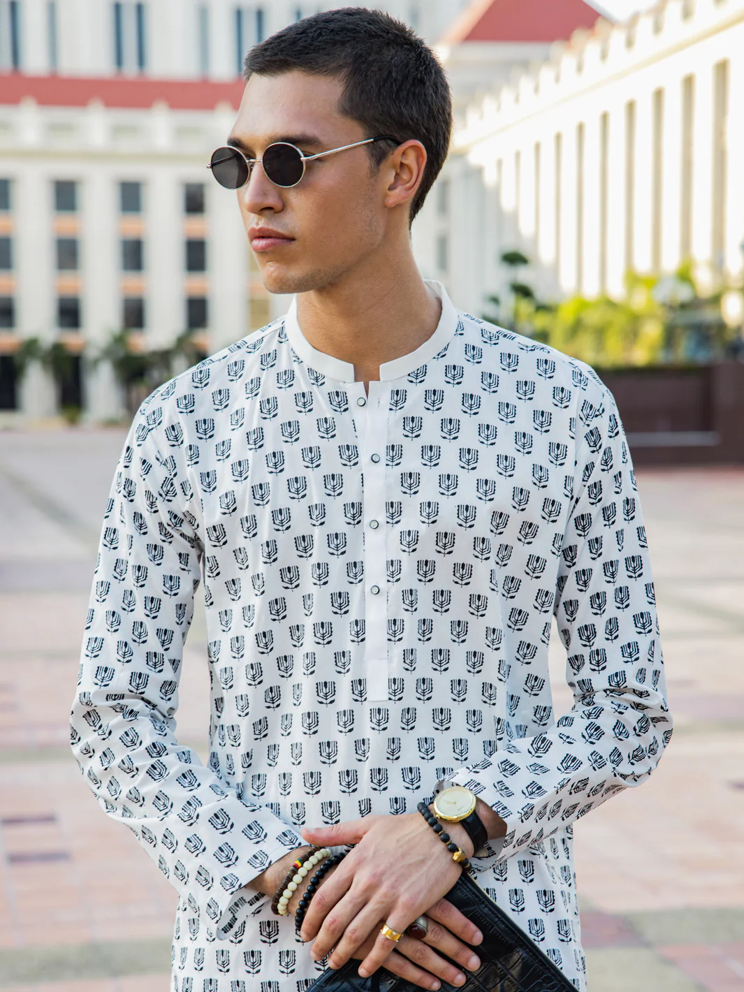 White Cotton Kurta - AL-K-1133B - Image 4