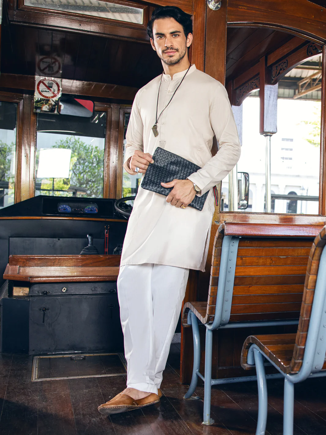 Cream Cotton Kurta - AL-K-1139A