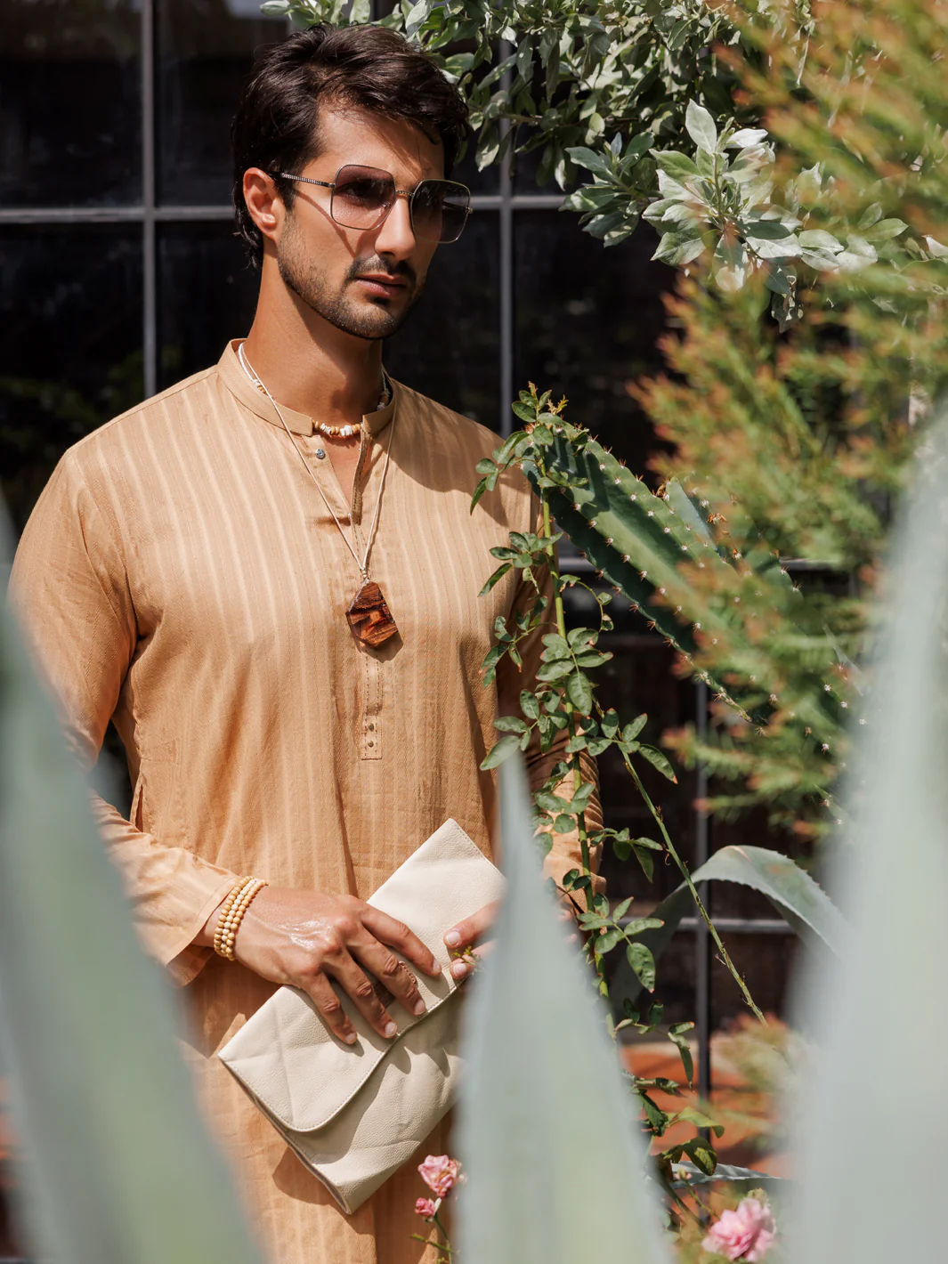 Beige Cotton Kurta - AL-K-1144A - Image 4