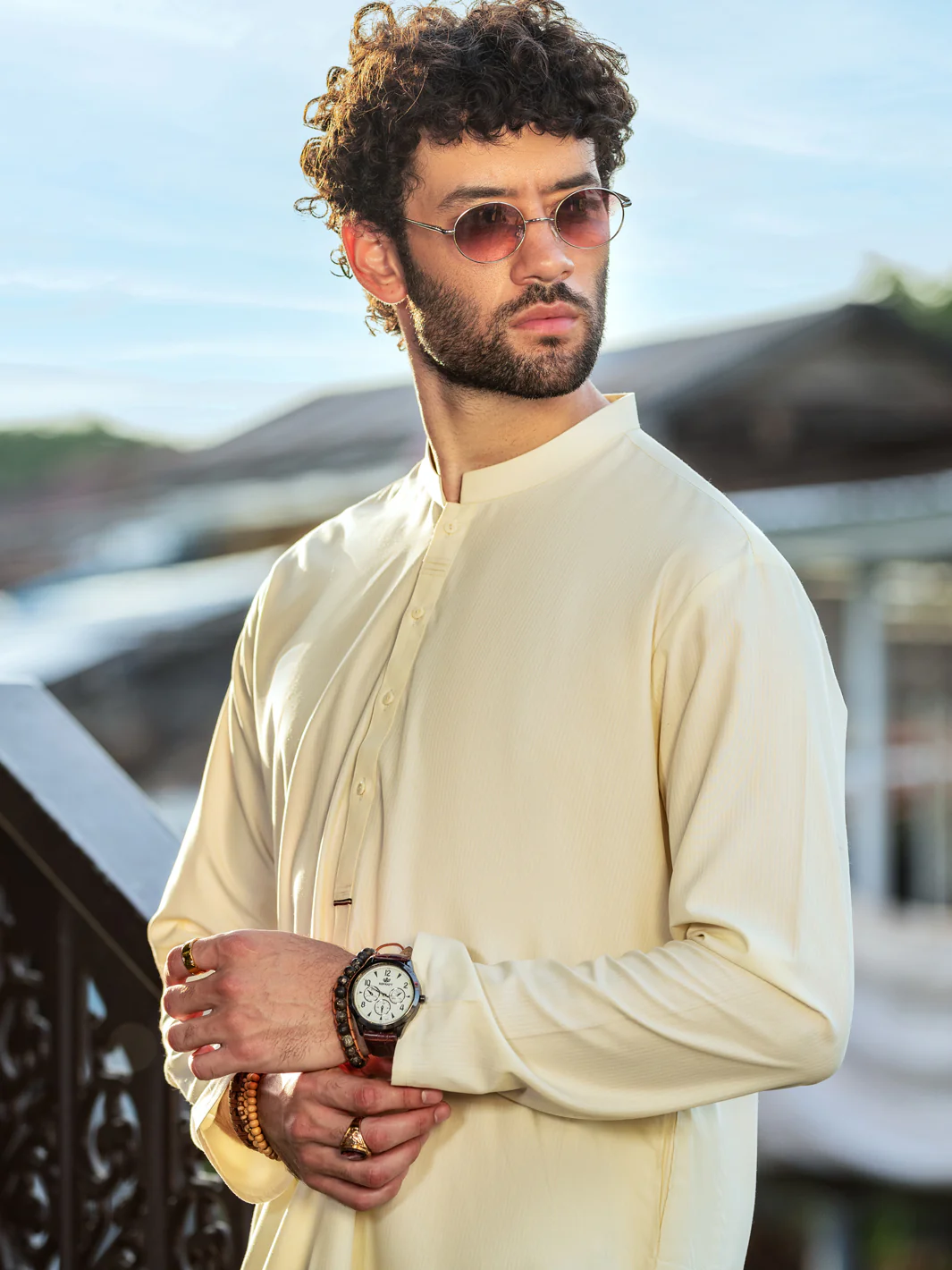 Off White Blended Kurta - AL-K-1148A - Image 2